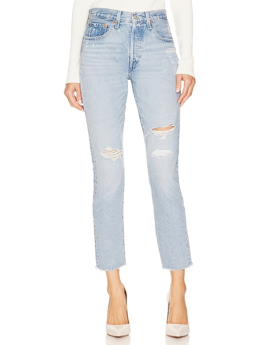 Levi's Distressed Rock This Way 501 Skinny Denim Jeans Size 24